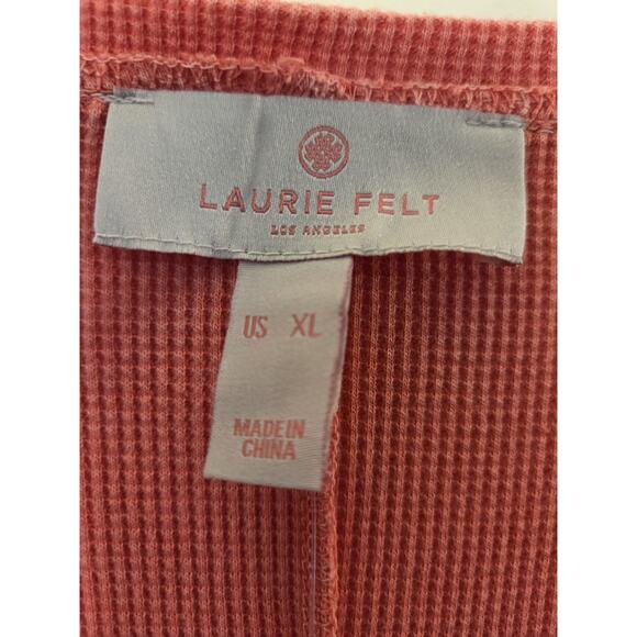 Laurie Felt Womens XL Thermal Waffle Knit Long Sleeve Muted Orange Tunic - Picture 3 of 9